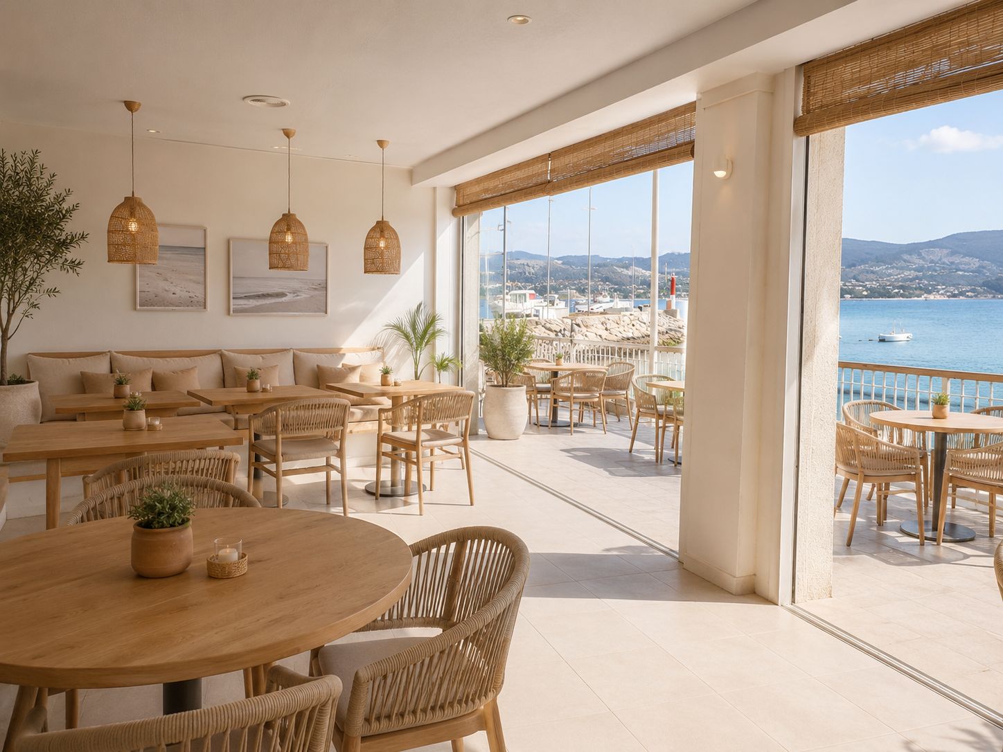 Terraza de Landa con vistas a la ría
